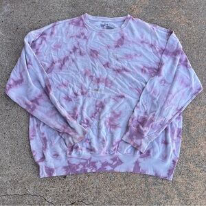 WomensTie-Dye Sweater - Purple and White